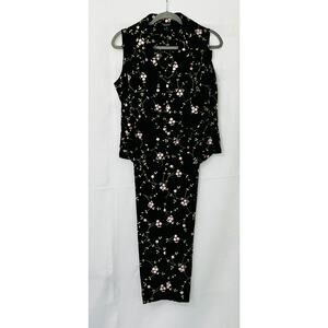 Karen Kane NWT 100% Silk Embroidered 2 pc pant suit top size 12 pants size 10